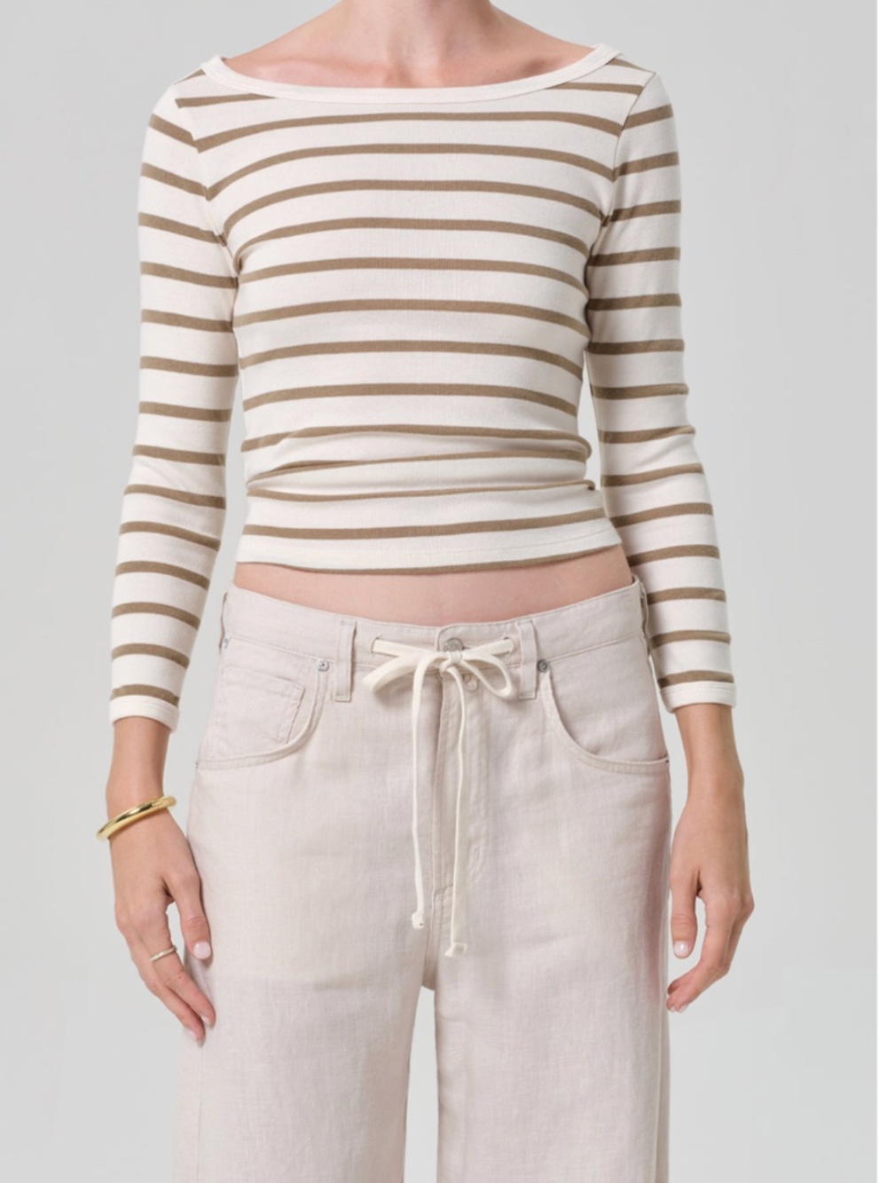 Boat Neck Slim Tee ~ Ginger Stripe